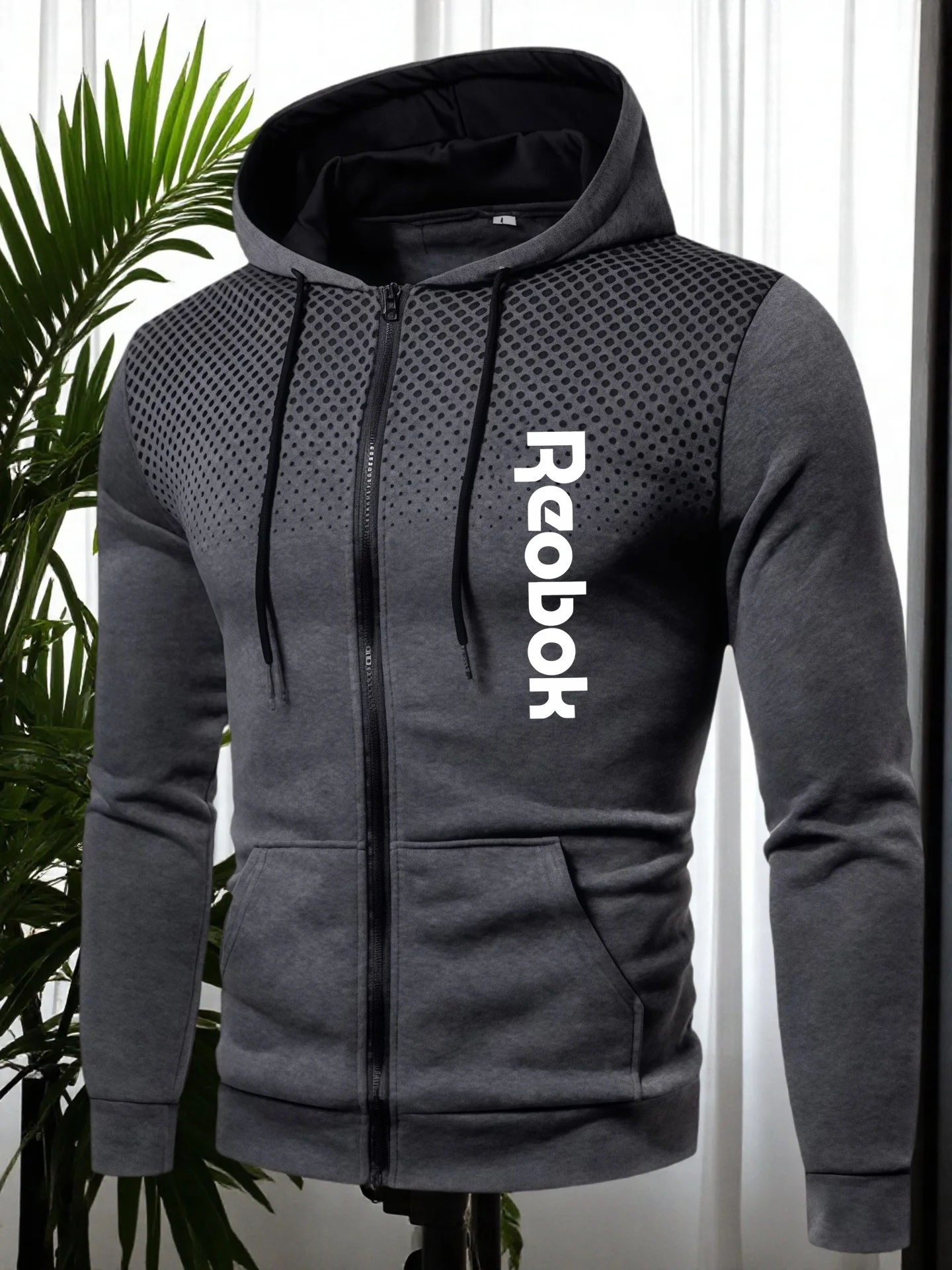 Mens Zipper Hooded Sweatshirt Color Block Hoodies Men Long Sleeve Jacket Autumn Outwear Multiple Pockets Pullover Active Wear