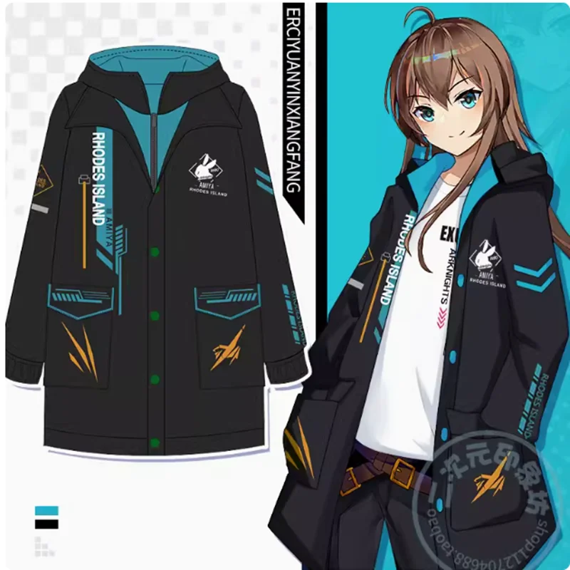 Game Arknights Rhodes Island Zipper Hoodie Anime Guard Lappland Cosplay Jacket Long Coat Harajuku Streetwear Coats And Jackets