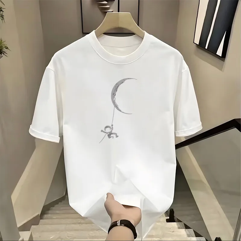 

2025 летняя новая футболка с короткими рукавами, мужская модная мужская одежда, свободная повседневная футболка с принтом, модная футболка с короткими рукавами