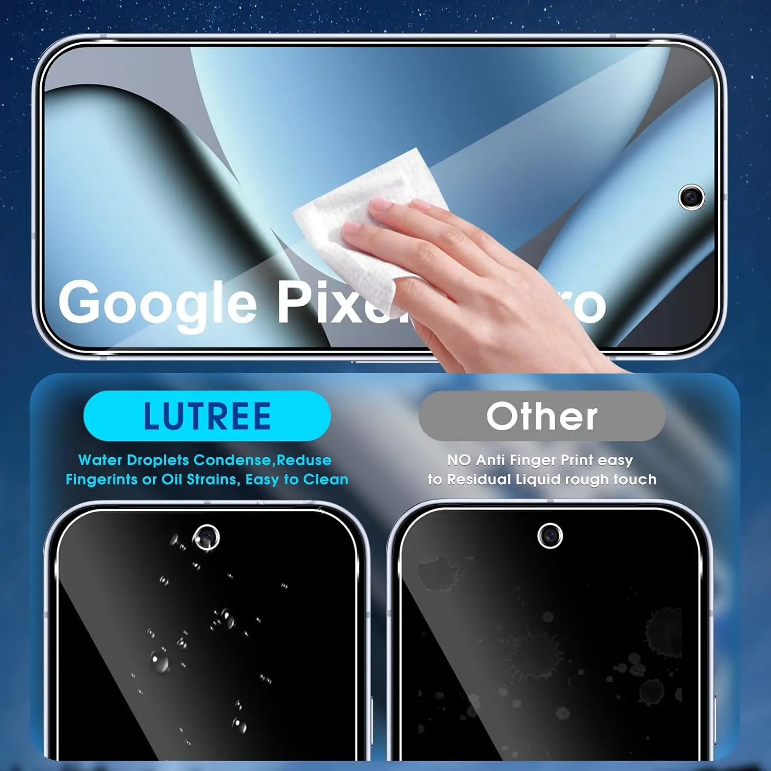 2/4 قطعة واقي شاشة عالي الدقة لهاتف جوجل بيكسل 9/9 برو/بيكسل 10/10 برو 9H طبقة من الزجاج المقسى
