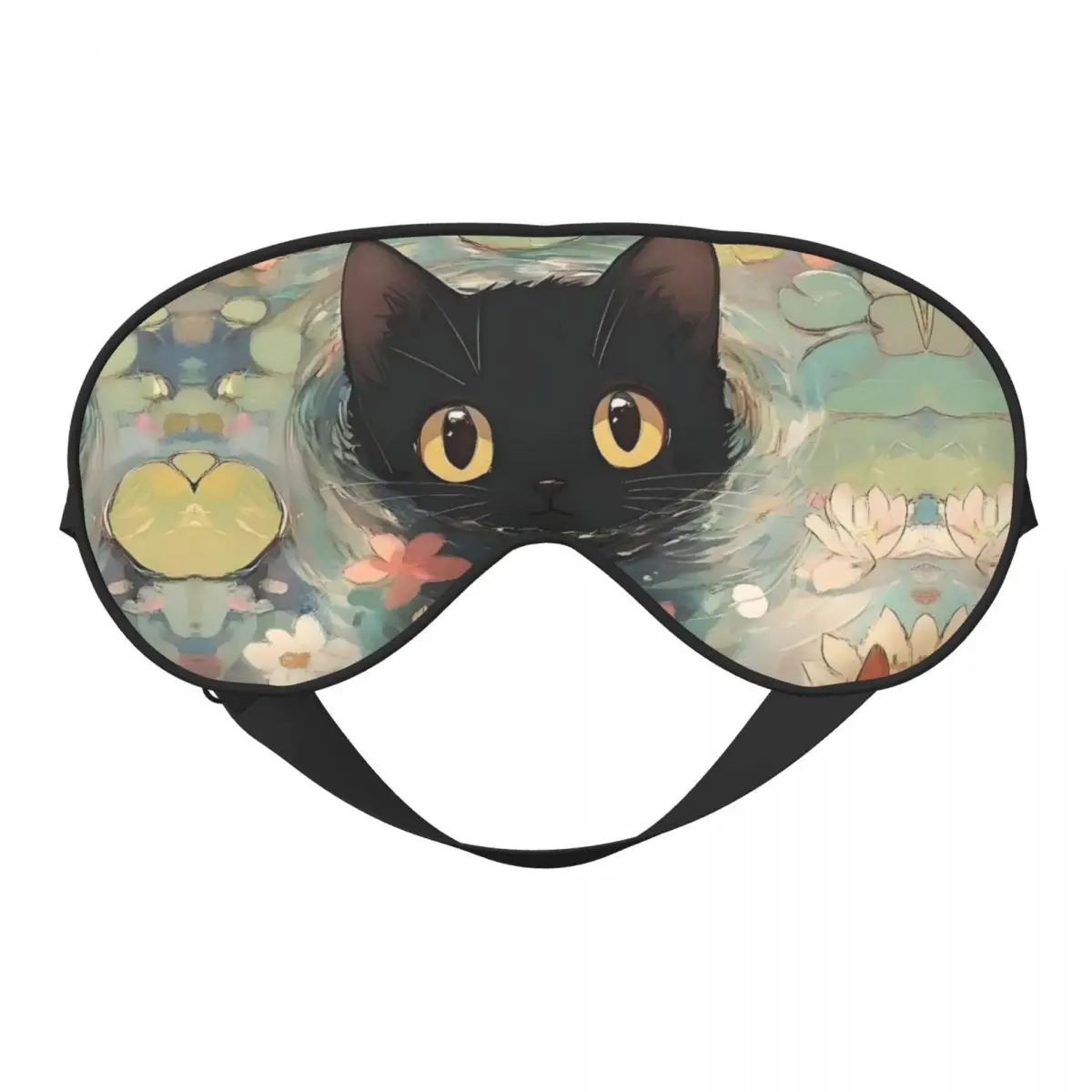 

Black Cat Soft Eye Masks Two Side Cut Kitten Pet Lovers Blindfold For Hotel Adjustable Block Out Light Eyepatch