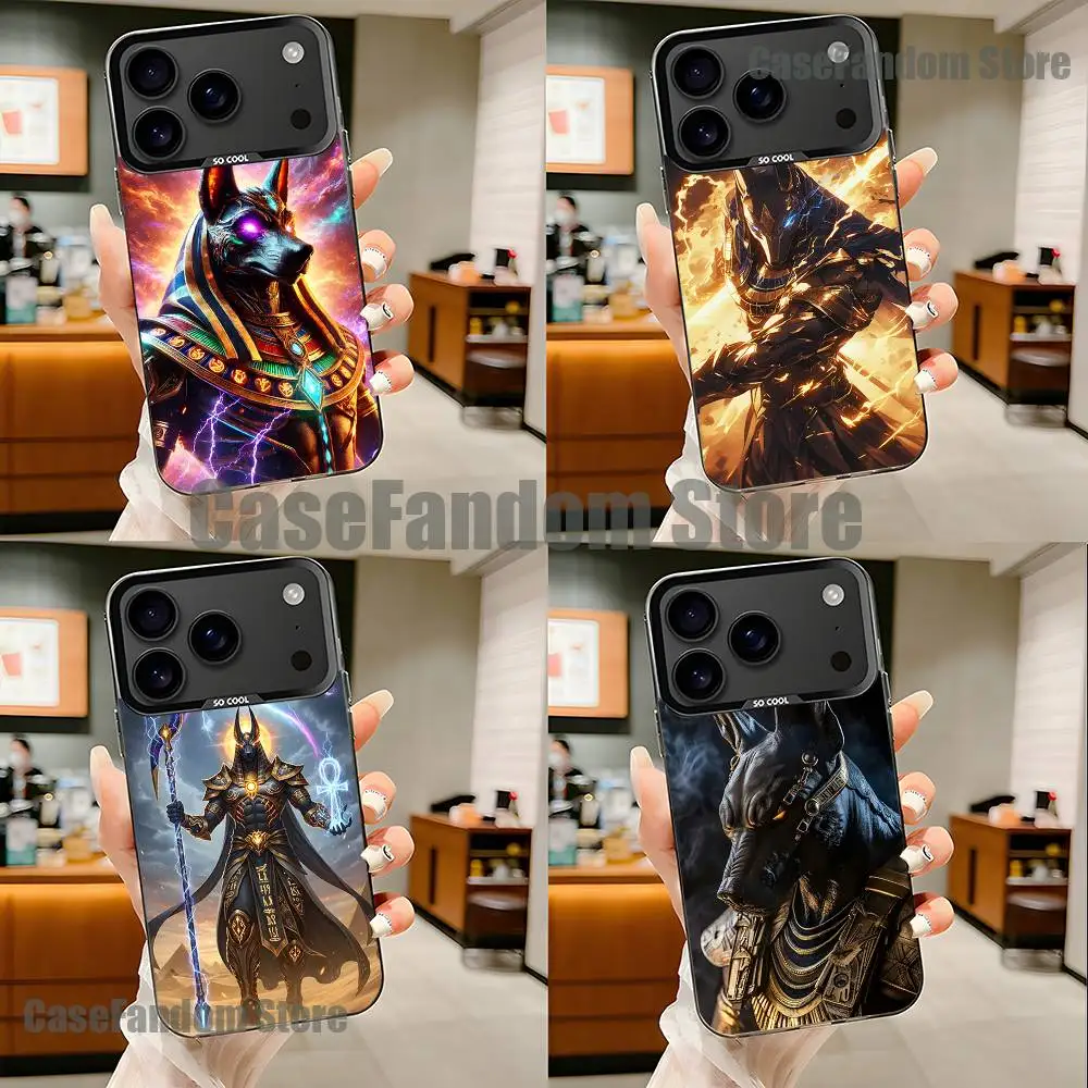 Anubis Ägyptischer Gott für iPhone 17,16,15,14,13,12,11,Pro,MAX,Plus Schwarze Stoßfeste Candy Matte Hülle