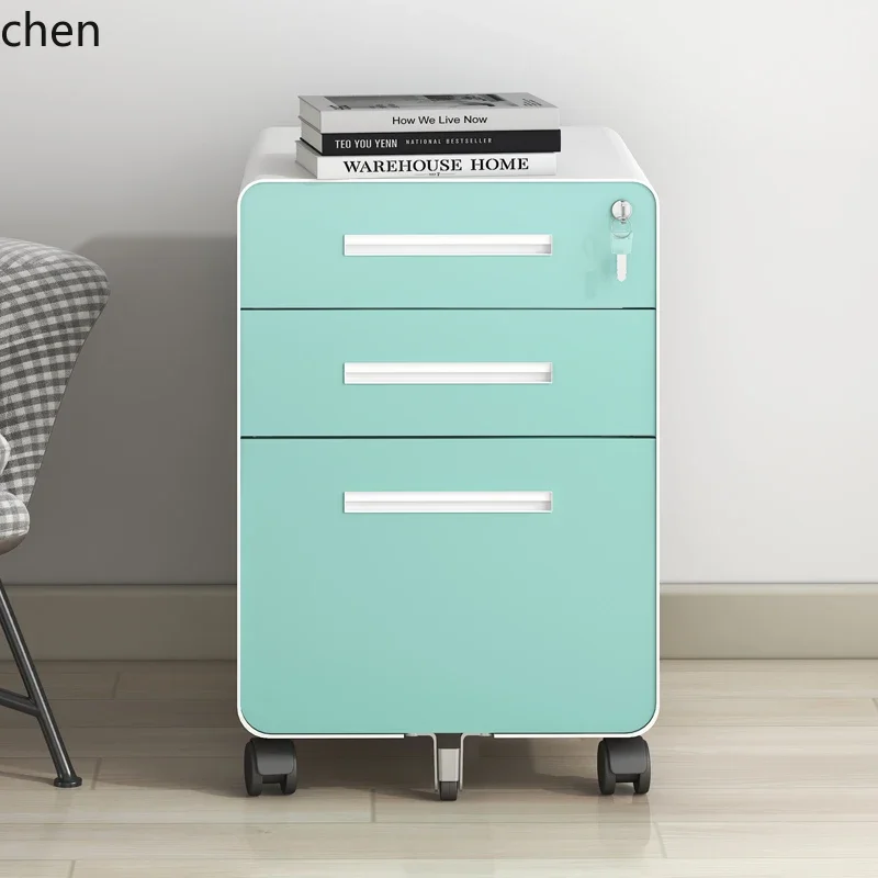 HXL Under the Desk Iron Files Office Storage Mobile Low Cabinet with Lock Drawer Storage Small Cabinet