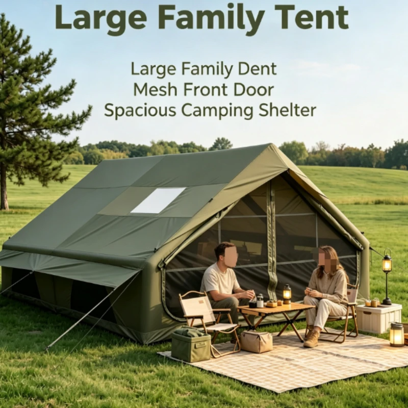 Large Family Camping Tent With Waterproof Coating And Multiple Windows For Outdoor Group Shelter Garden Party Canopy Equipment