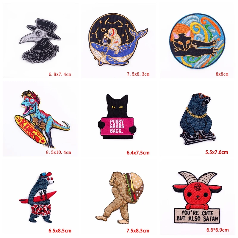 10PCS Animal Cat Butterfly Patch Embroidered Patches Iron On Patches For Clothing Thermoadhesive Patches Space Astronaut Patch - view 2