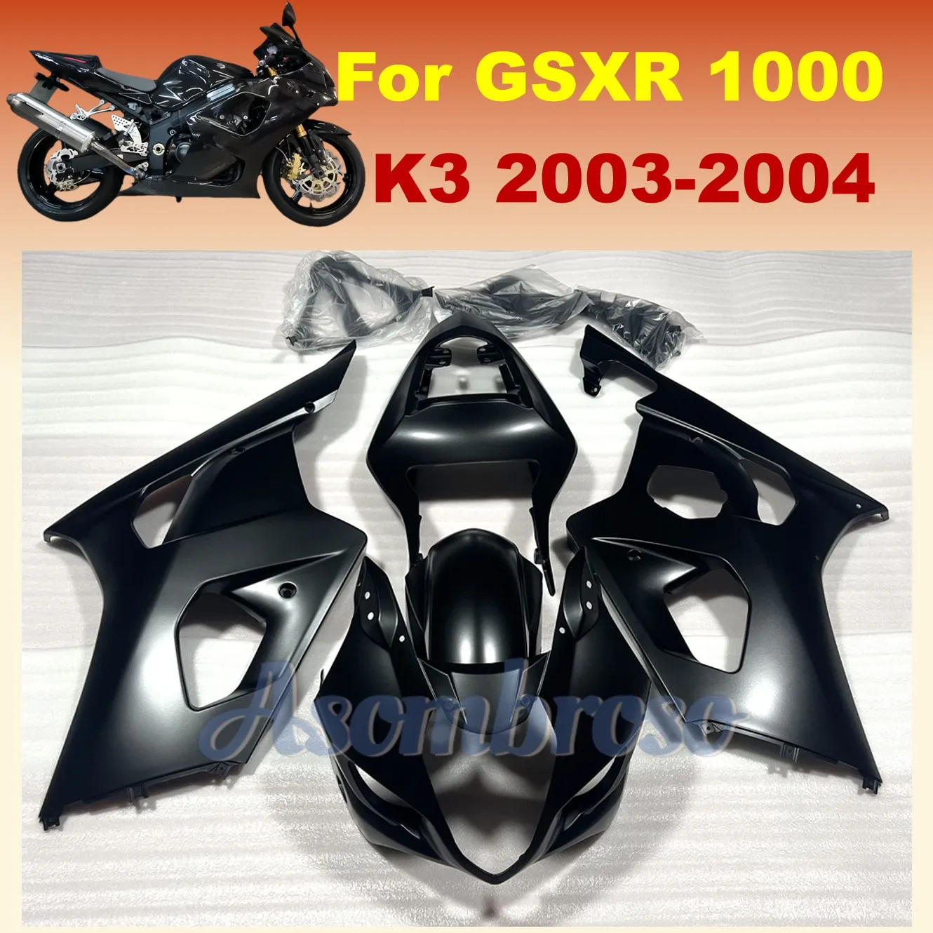 

Комплект обтекателей GSX-R1000 для Suzuki 2003 2004 GSXR1000 03 04 K3 K4 GSXR 1000, матовый черный корпус впрыска