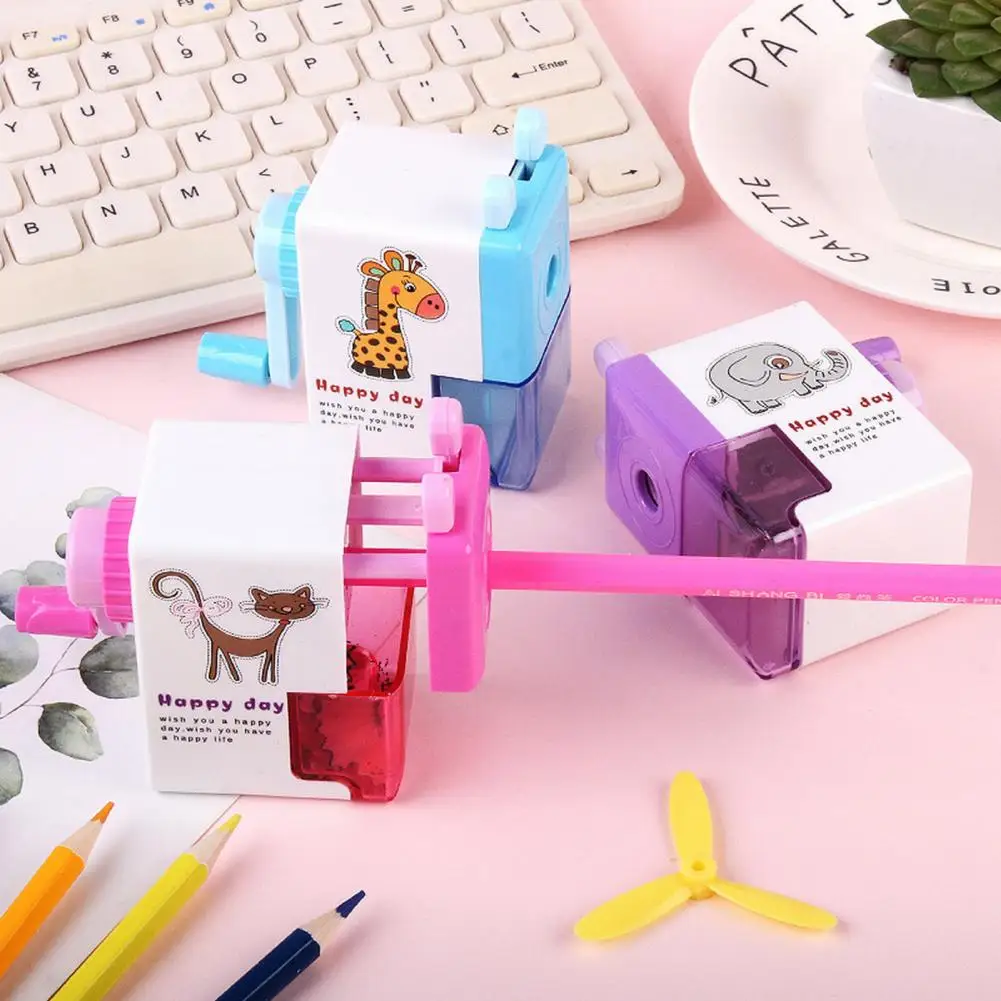 Pencil Cutter Anti-skid with Drawer Holder Grip Cartoon Sharpening Rotary Pencil Sharpener Machine School Accessories