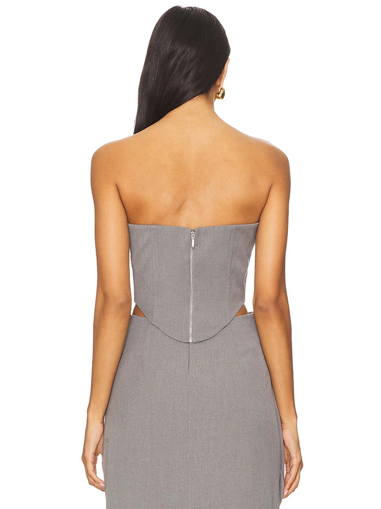 Grey Off Shoulder Corset Ruched Dress Set 2026 Women's Elegant Formal Gown Evening Party Dress Chic Design Sense Long Dress - view 2