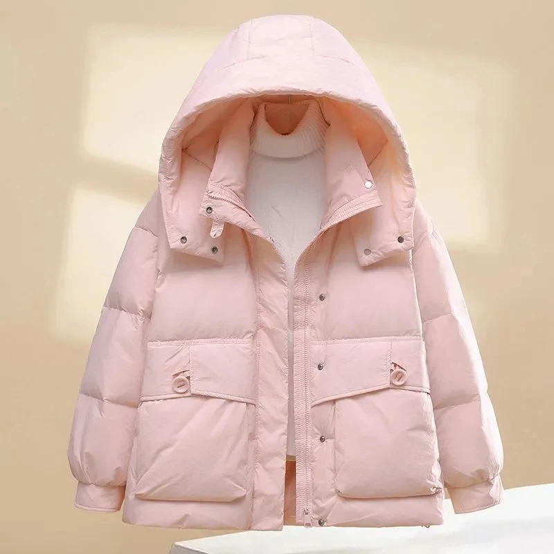 

Autumn Winter New Cotton Padded Jackets Thick Warm Joker Women Parka Coats Loose Hooded Stand Collar Korean Female Outwear