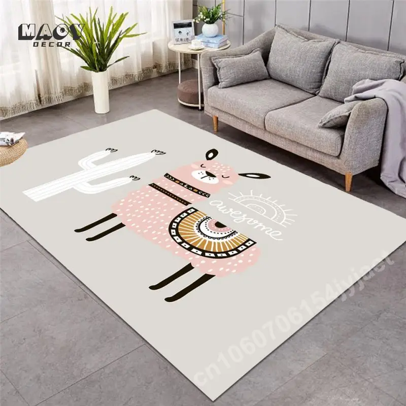 Funny Animal Carpet for Children Crawling Rugs Home Bedroom Doormat Floor Decoration Rug Non-slip Washable Large Size Area Mat