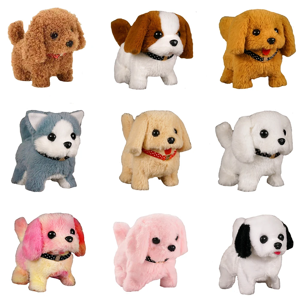 Simulation Electronic Pet Dog Plush Toy Bomei Husky Bichon Stuffed Animal Toy Mobile Tail Wagging Cute Puppy Doll Gift for Kids