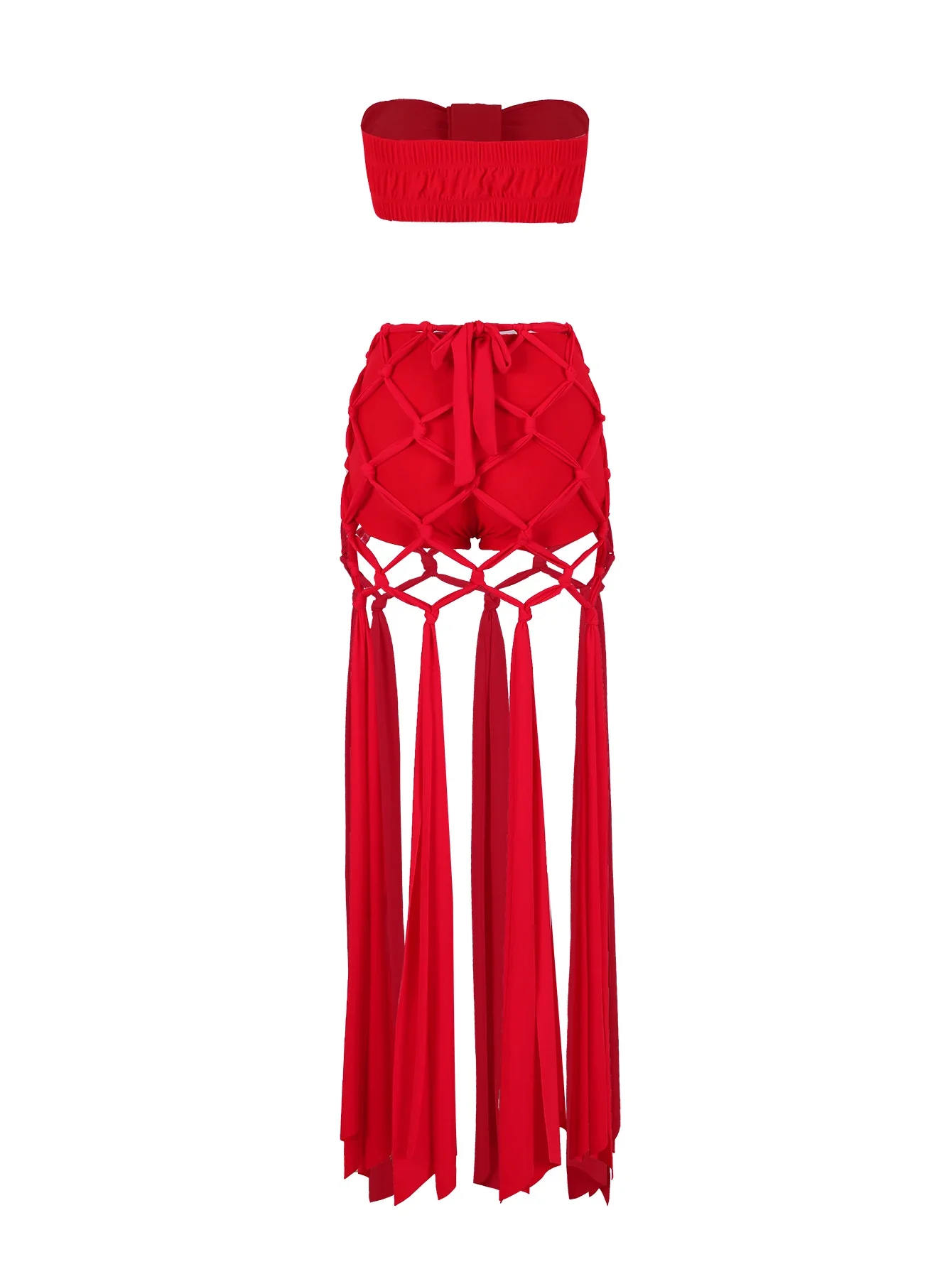 Costume da bagno a vita alta da donna con nappe sexy Set bikini stile 2024 con gonna Abito da spiaggia Abiti da donna