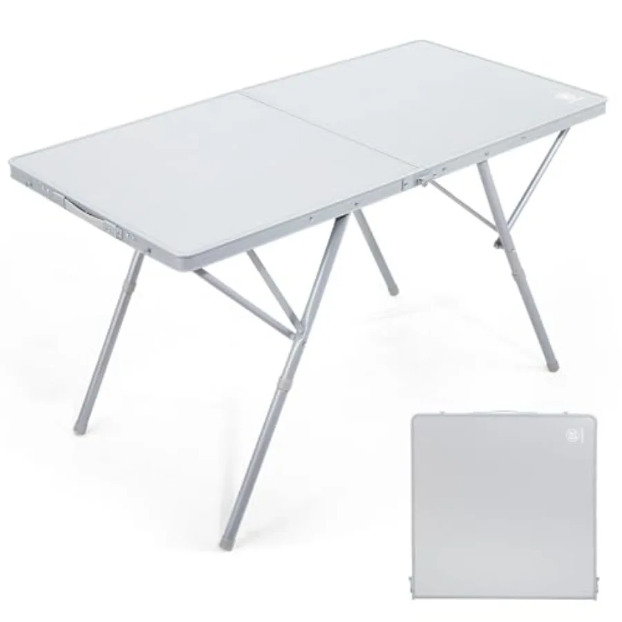 

Large Camping Table for 4-6 Person, Portable Folding Aluminum Table in Silver, Supports up to 130LBS, Ideal for BBQ, Picnic, Ca