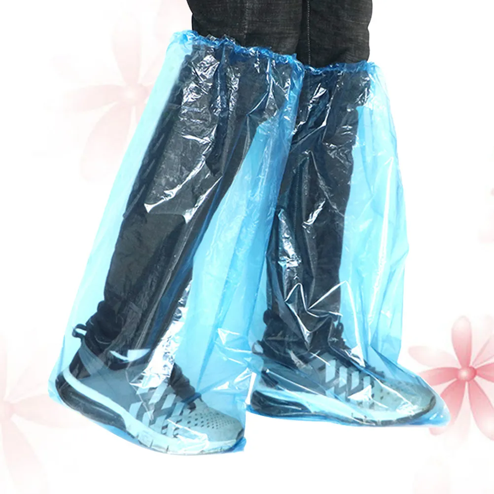 20Pcs Waterproof High Tube High Top Shoe Cover For Outdoor Travel Garden Disposable Protective Overshoes Thickened