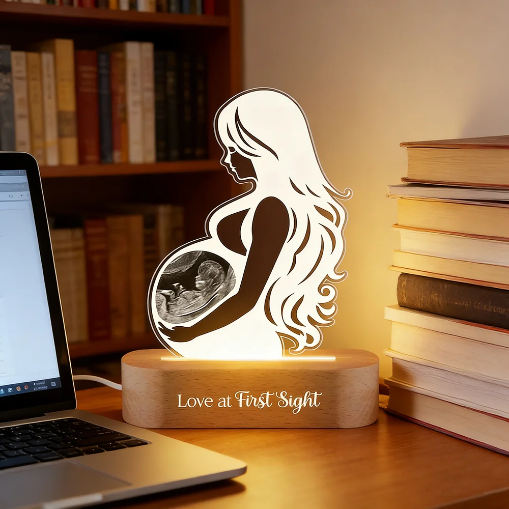 Custom Acrylic Night Light Personalized Ultrasound Picture Mothers Day Gift For Pregnant Mom Expectant Parents Bedroom Decor