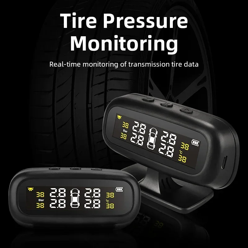 Tire Pressure Monitoring System Temperature Warning Fuel Solar TPMS Car Tyre Pressure Gauge High Precision Monitor Auto Alarm