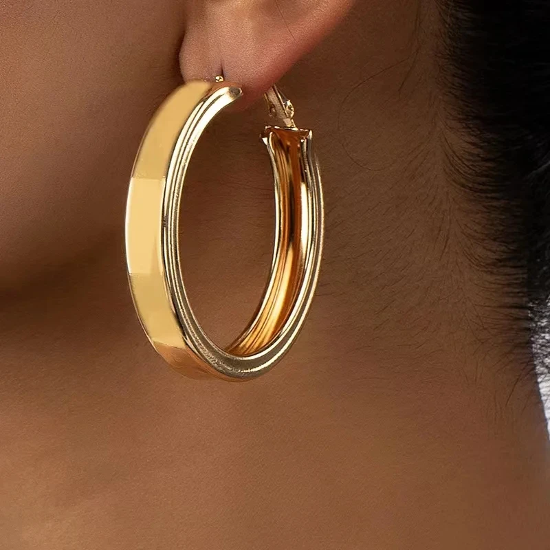 Gorgeous Women Simple Round Silver Color Hoop Earrings Jewelry Gifts