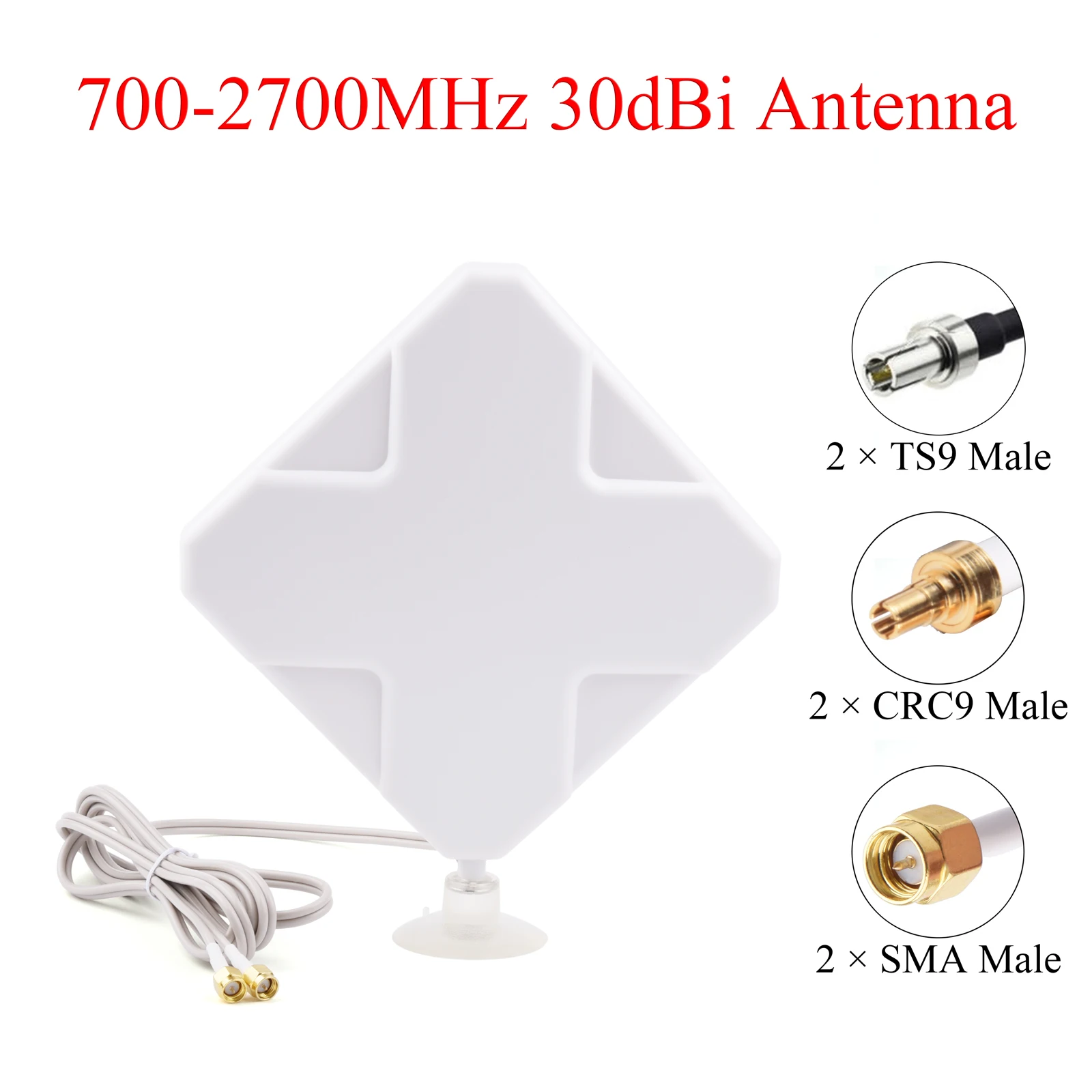 

700-2700MHz Hi-Gain 30dBi Antenna 4G LTE Antenna SMA/CRC9/TS9 Male Connector RG174 2M/6.56ft Cable For 4G Router Wireless WiFi