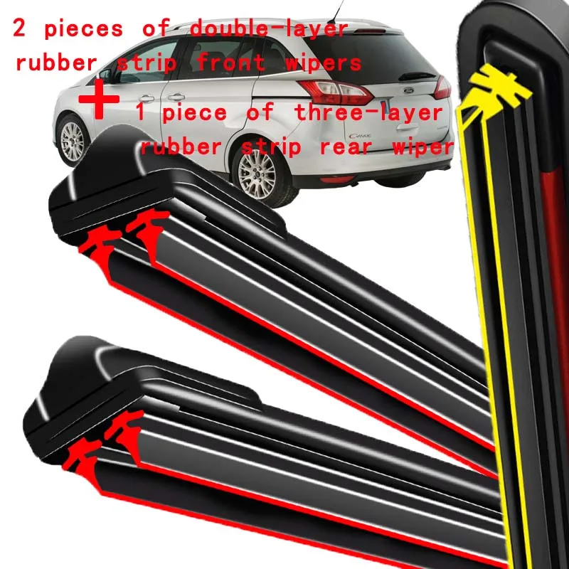 

For Ford C-Max 2010-2023 2011 2012 2013 2014 Wiper Front & Rear Wiper Blades Windshield Windscreen Window Brushes 28"+26"+12"