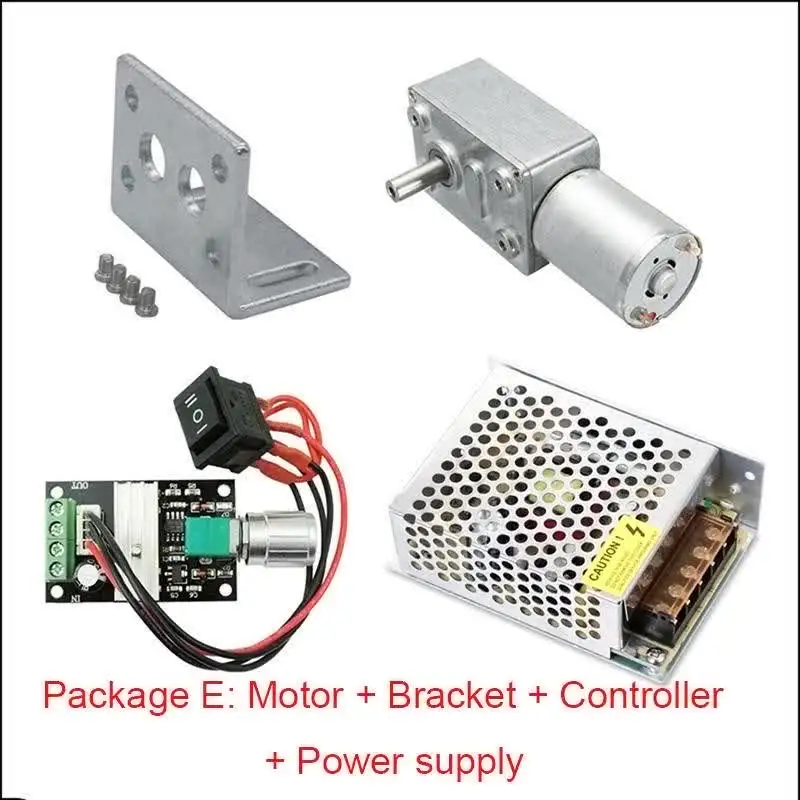 Motore Geared JGY370 12V 24V a Bassa Velocità e Alta Coppia con Staffa, Controller e Mini Riduttore Invertibile per Robot Fai-da-te