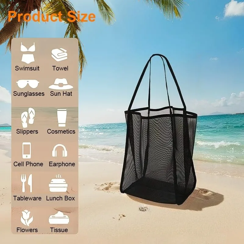 Portable Mesh Beach Bag For Women Makeup Travel Storage Wash Bag Summer Travel Swimming Bath Bag Organizer Shopper Totes