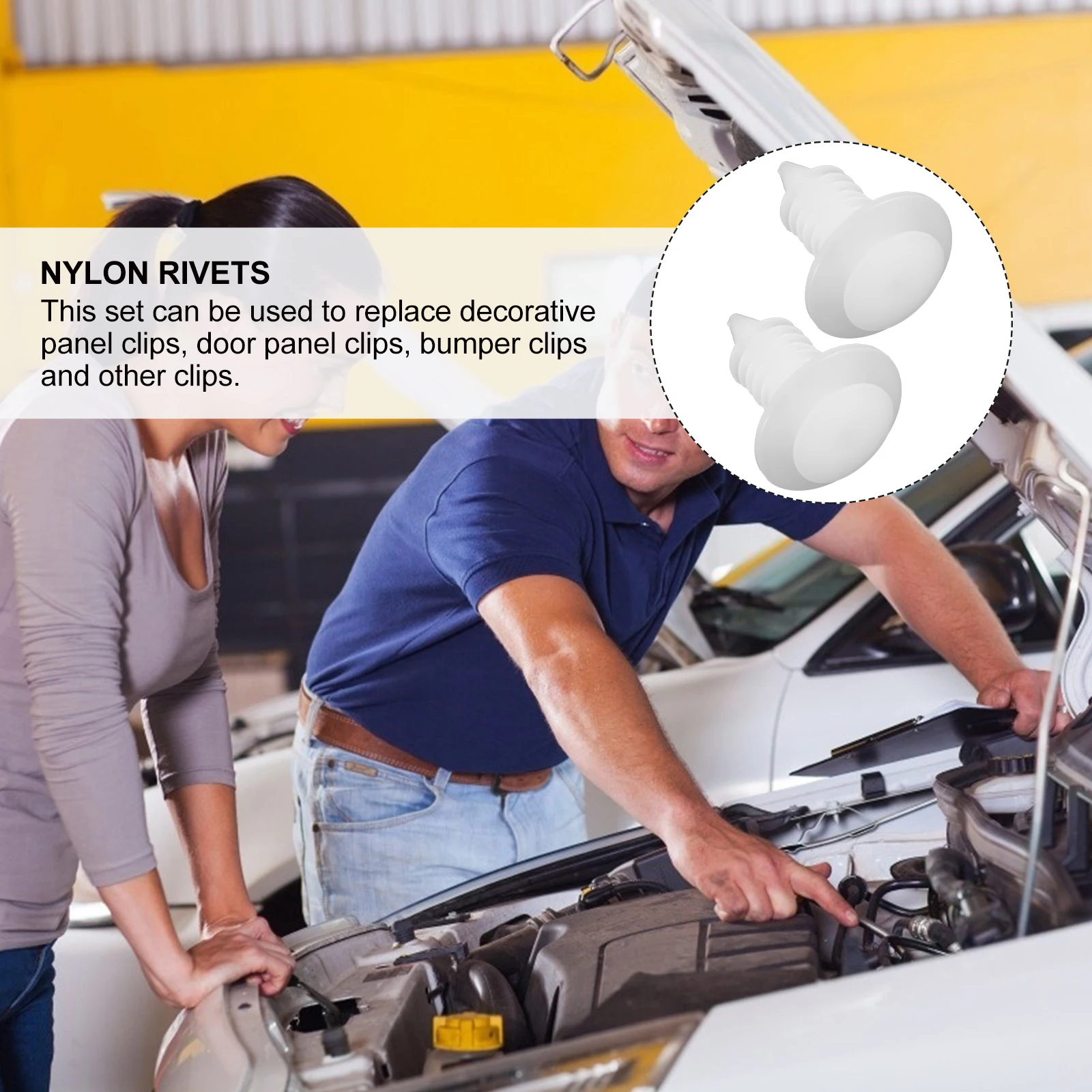 

100 Pcs Automotive Door Panel Body Fixing Securing White Fasteners and Bumper