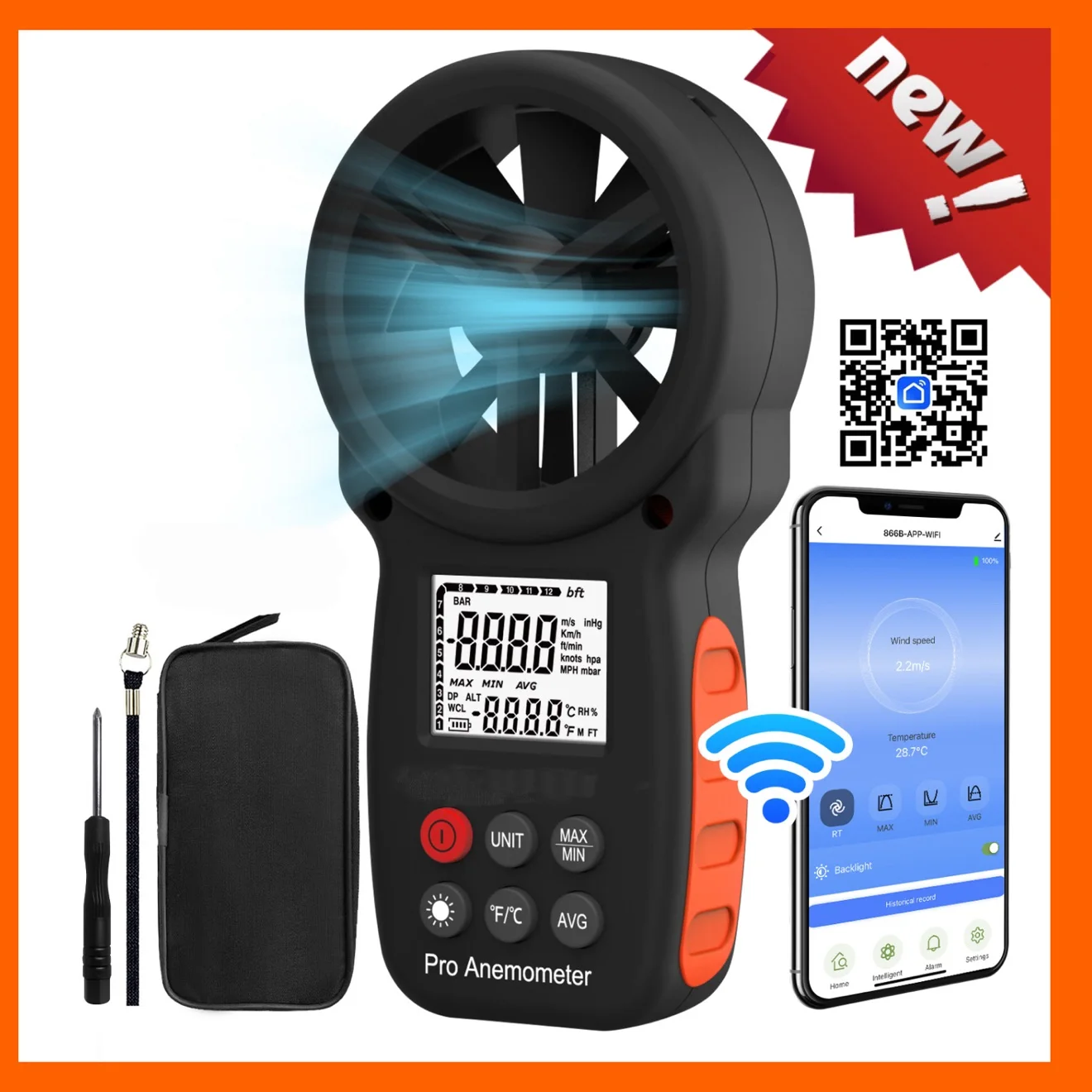 

NEW Smart WiFi Anemometer with Tuya APP - High-Precision Sensing (Wind Speed/Temp), Multi-Lang & Gateway Compatibility