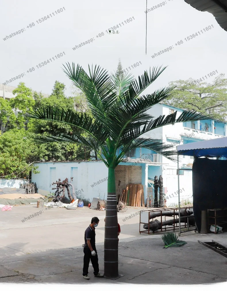 YJ simulation king coconut, indoor and outdoor fiberglass reinforced plastic tree landscaping fake tree