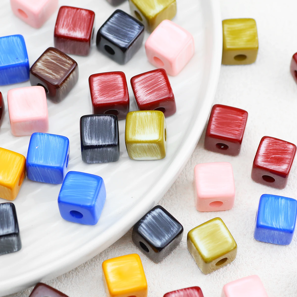 14mm 5/10/15Pcs Mixed Streak Square Acrylic Beads for Making Diy Jewellery Accessories Such As Bracelets Necklaces and Key Rings