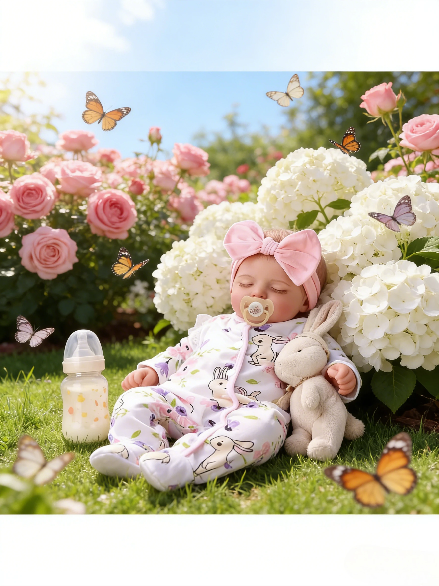 抱き心地の良い45cmの新生児ベビードール「ロザリー」 - 手描きの血管、柔らかい布製のボディのリボーンドール