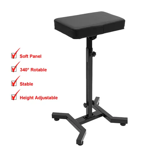 Soft Armrest Tattoo Stand, 340° Rotatable Sponge Panel, Stable, Height Adjustable 70-99cm, Black