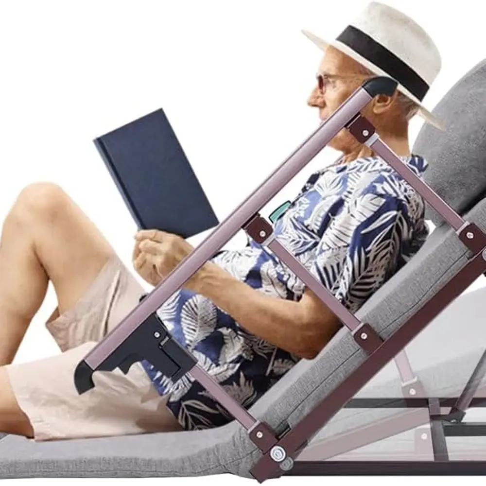 مسند ظهر سرير كهربائي قابل للتعديل باللون الرمادي مع درابزين قابل للطي وجهاز تحكم عن بعد للحوامل والمعاقين وكبار السن