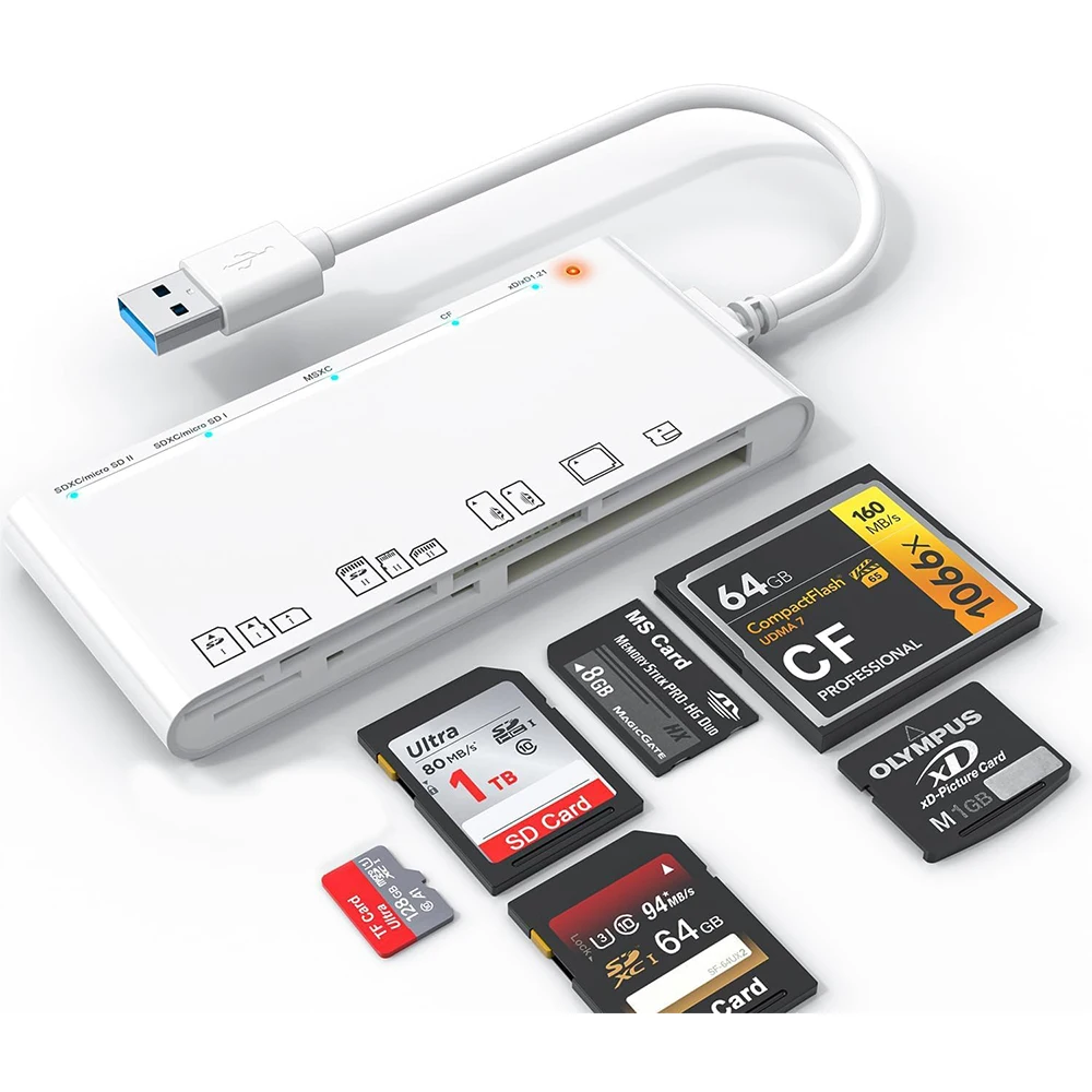�y�Z�[�����zUSB 3.0 �}���`�J�[�h���[�_�[ SD/Micro SD/TF/XD/CF/MS�Ή� - 7-in-1 �������J�[�h���[�_�[/�A�_�v�^�[ Windows�AMac�ALinux�Ή� - �z���C�g
