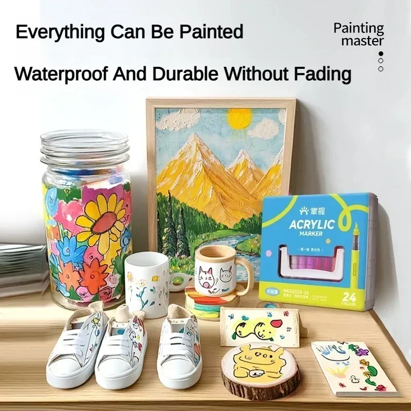 84 لون أكريليك أقلام خطاط (ماركر) مقاوم للماء القلم فرشاة ناعمة بنك الاستثمار القومي طالب الفن للزجاج حجر القرطاسية المدرسية لوازم الفن #2