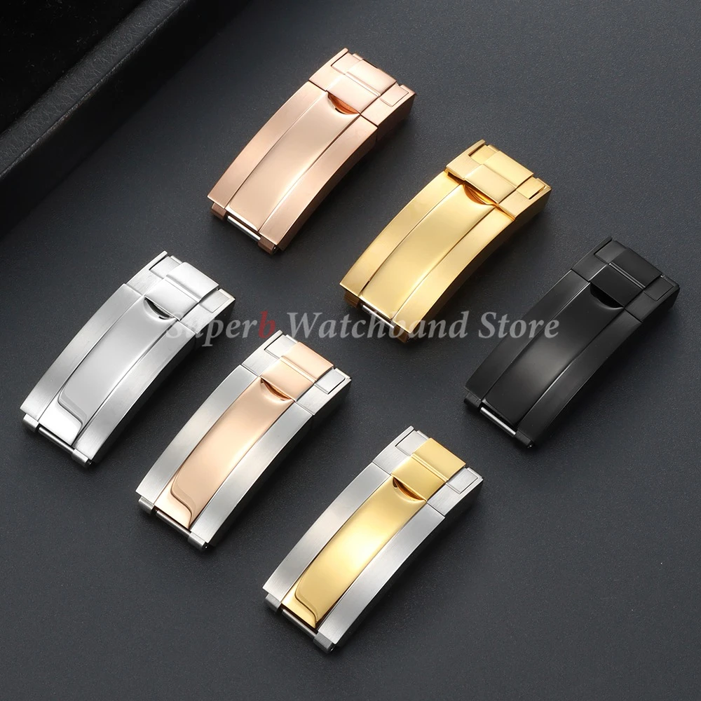 9x9mm Watch Band Glide Clasp for Rolex DAYTONA SUBMARINER GMT Yacht-Master Stainless Steel Fine-tuning Pull Button Watch Buckle