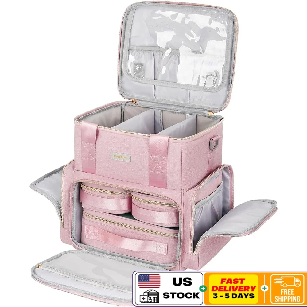 

Extra Large Makeup Bag 4 in 1 Cosmetic Storage Organizer with Detachable Pouches Dividers Travel Case Waterproof Travel Makeup