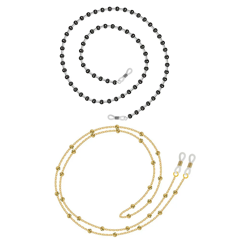2Pcs Eyeglasses Hanging Chain Premium Bead Decor Fashionable Glasses Accessory Anti-Slip Lanyard for Fixing Decorating Eyewear