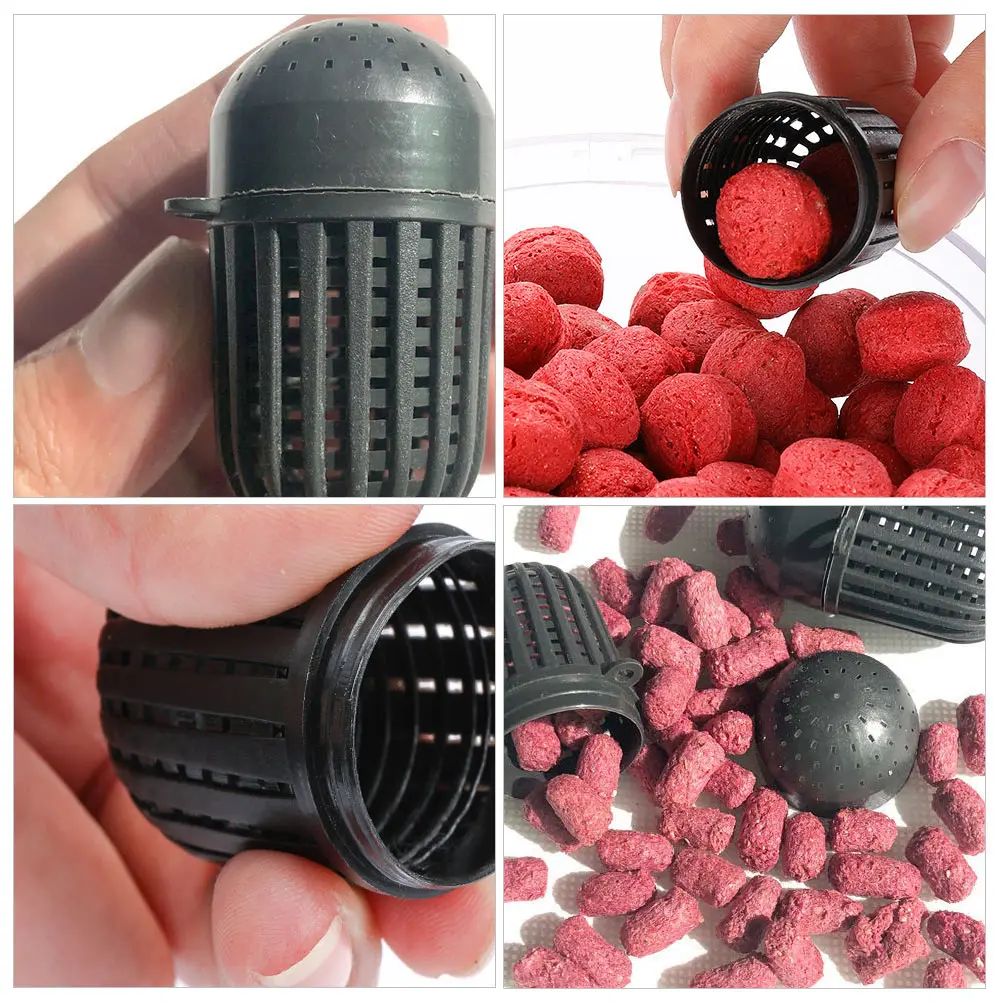 

100 Pcs Bait Thrower Ball Hollow Cage Soft Plastic Fishing Feeder Lightweight Portable Baiting Boxes Thrower Cage