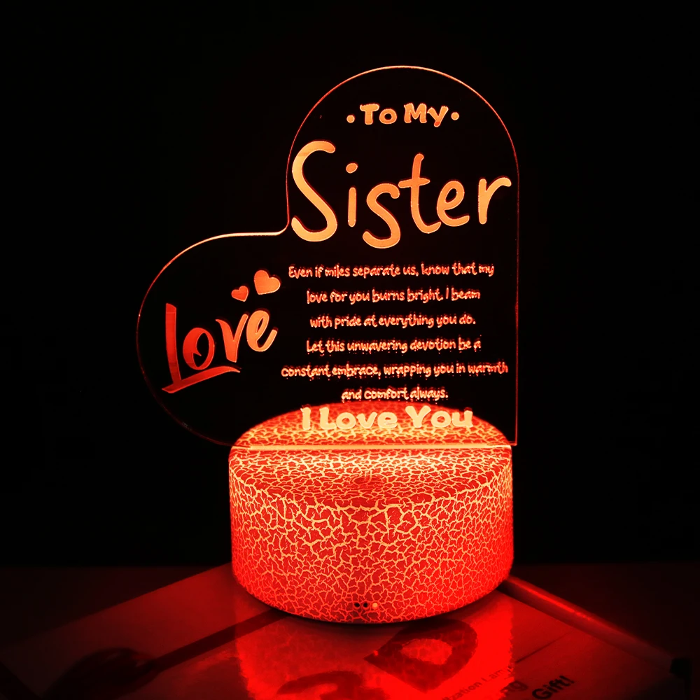 Il mio migliore amico cuore luce notturna lampada a LED touch remoto arredamento della stanza con citazione ispiratrice USB/alimentato a batteria amicizia regali MOM