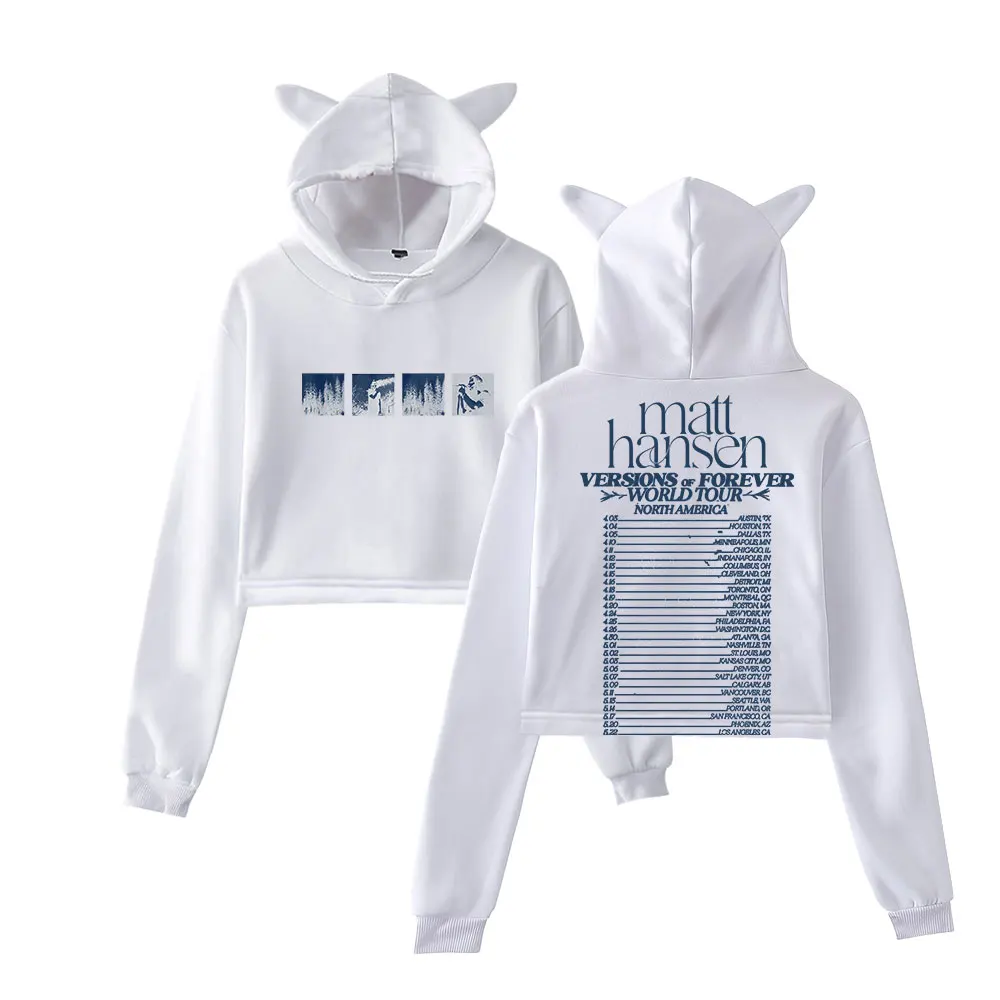 Matt Hansen Versions of Forever Tour Merch Pullover Female Cat Ears Hoodie Long Sleeve Top Women's Clothes