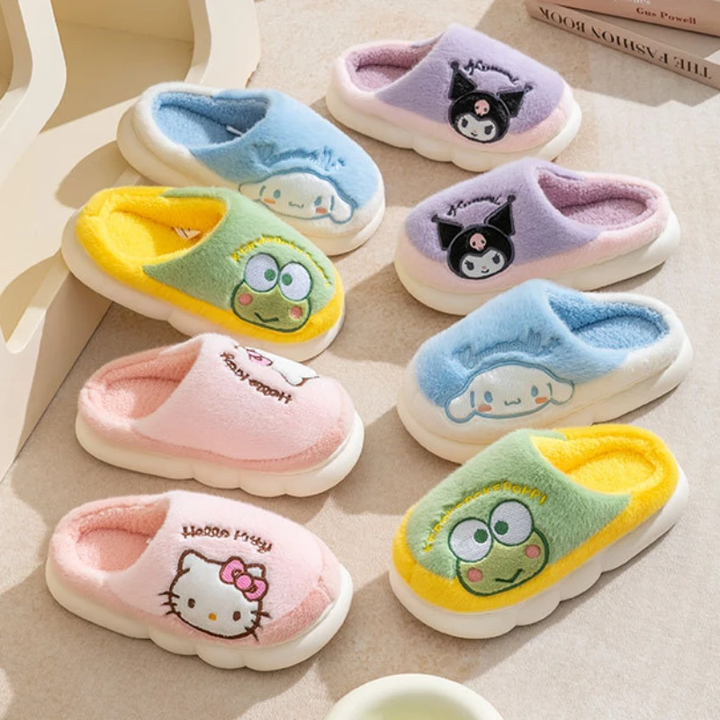 Sanrio Hello Kitty Cinnamoroll Kuromi Cotton Slippers Stylish and Simple Parent-child Slippers Cute Things for Girls