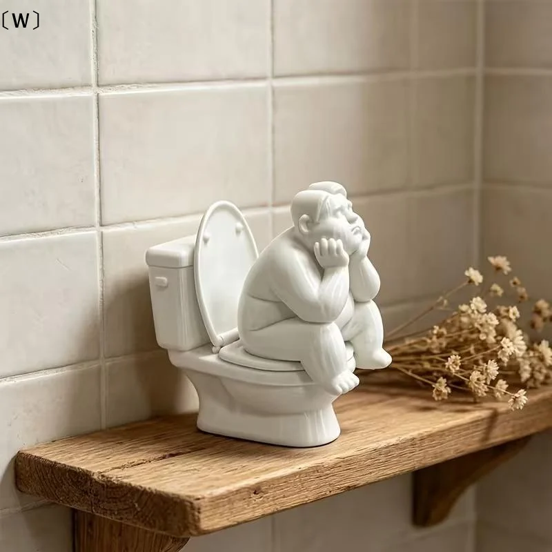 〔W〕Toilet Thinker Statue Funny Resin Figurine Creative Desk Ornament Unique Art Sculpture Home Tabletop Decor For Holiday Gift