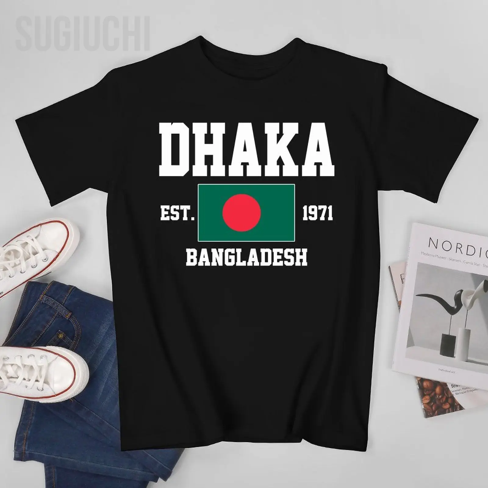 Bandera de Bangladesh EST.1971 Dhaka hombres camiseta camisetas cuello redondo camisetas mujeres niños ropa 100% algodón
