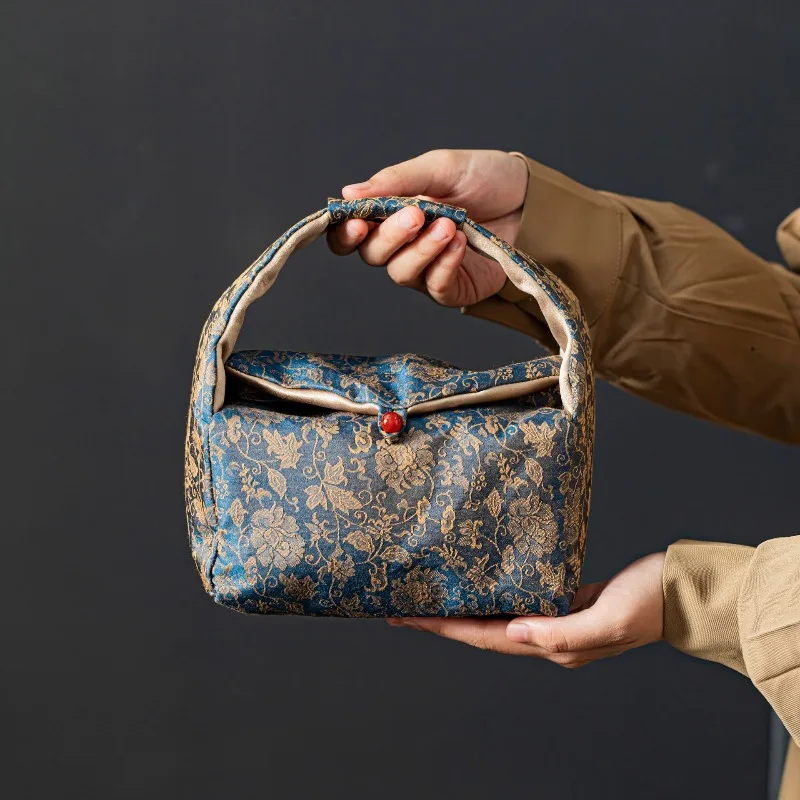 Brocade Thickened Tea Bag Tea Set Accessory Teapot Cup Tureen Outdoor Travel Storage Bag One Pot Two Cups