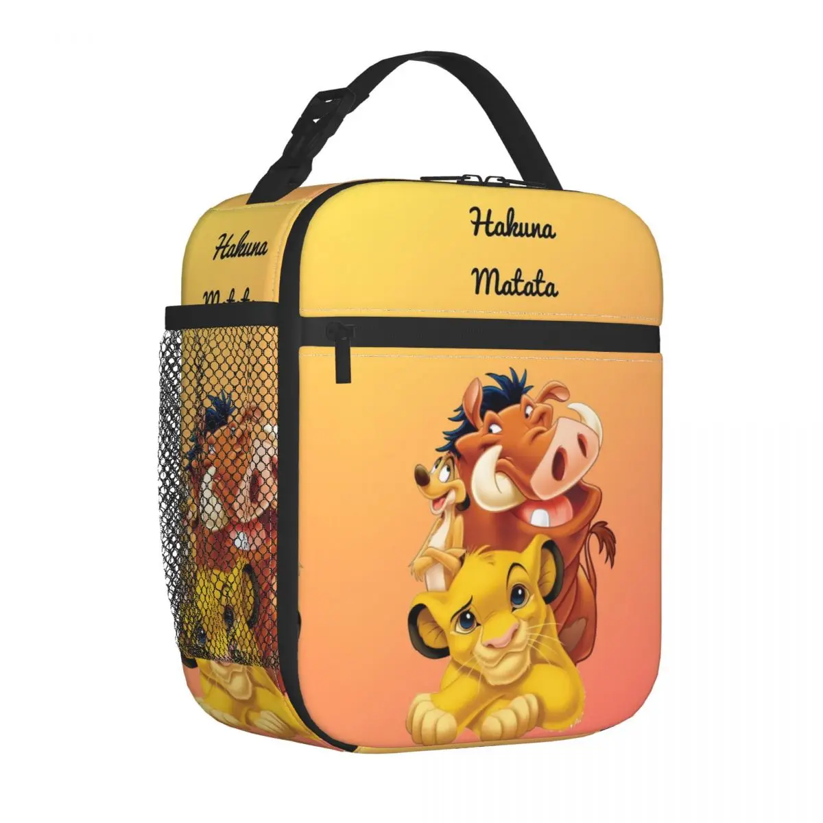 Custom King Lion Simba Insulated Lunch Bag for Work School Food Hakuna Matata Cartoon Movie Waterproof Thermal Cooler Lunch Box