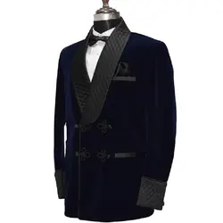 Velveteen  Men's Suit Jacket Fashionable Chinese Knot Button Large Lapel Male Blazer Single Piece