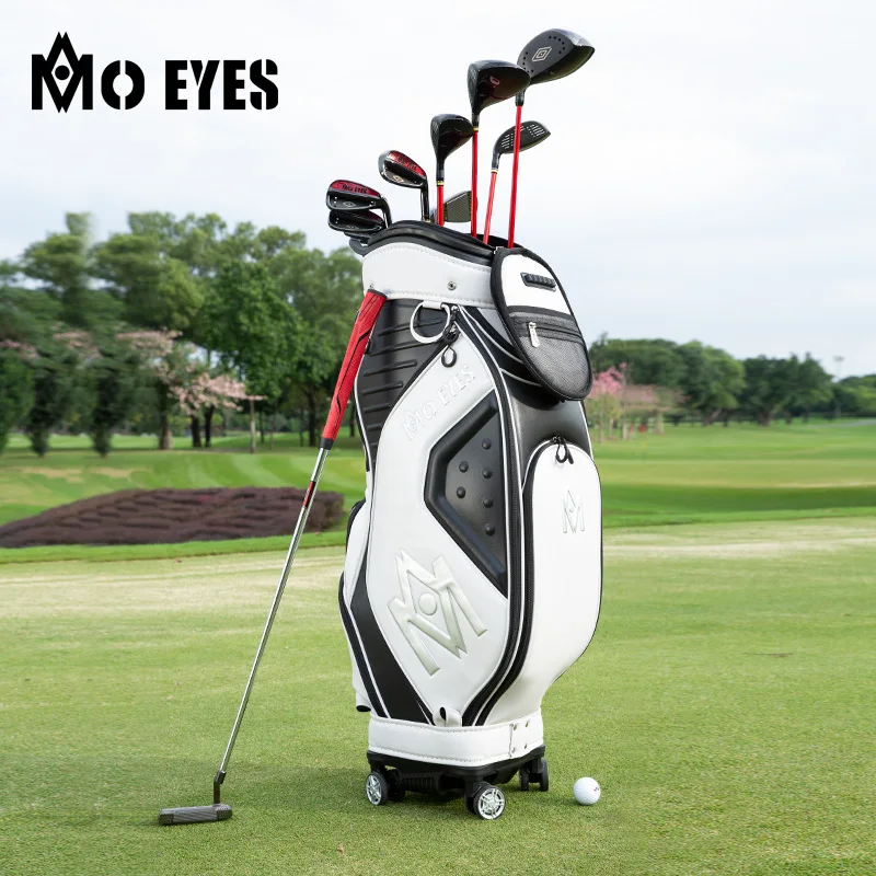 PGM MO EYES Golf Bag Mens Telescopic Standard 3D Embossed 4 Wheel Push Air Travel