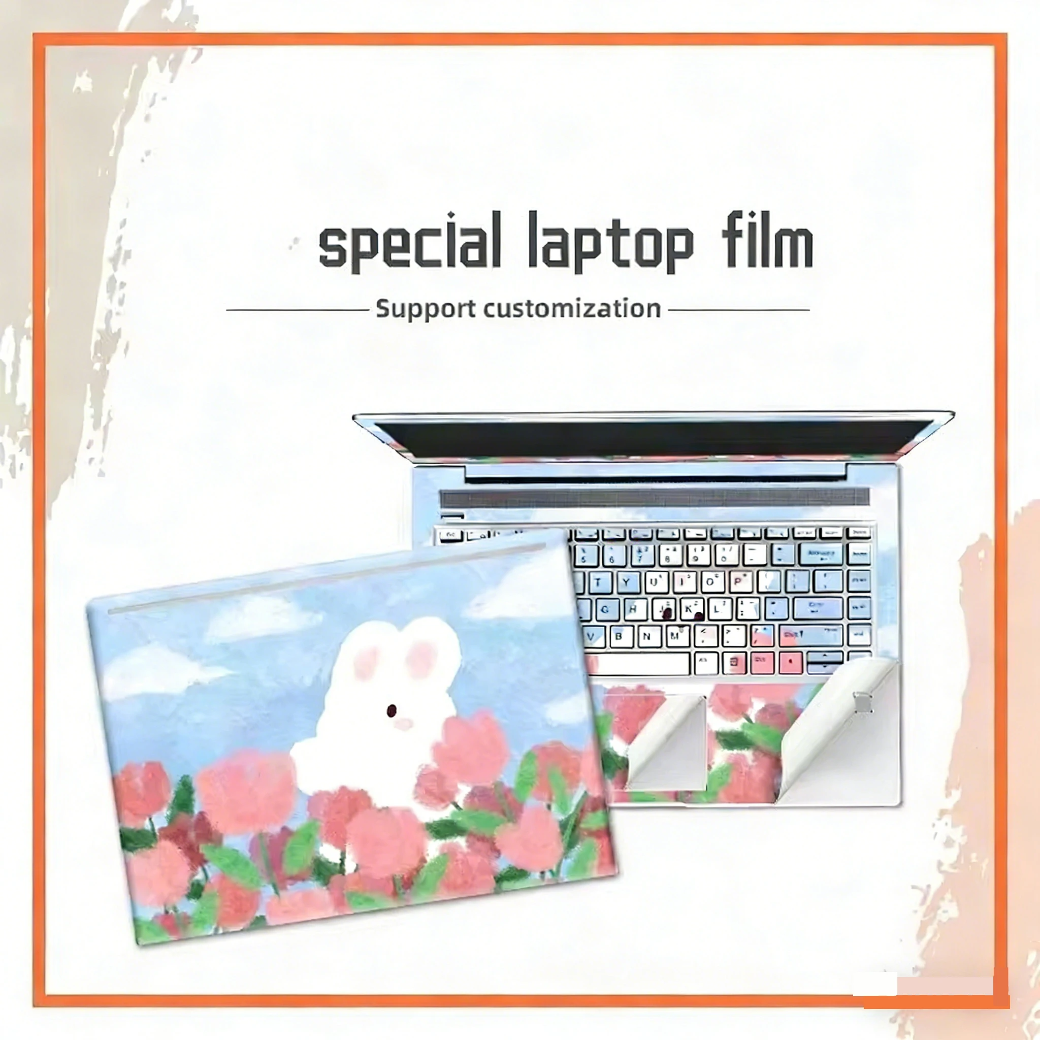 

DIY Cute Rabbit Laptop Sticker Skins13/14/15inch Vinyl Skin Case for HP Pavilion14/Envy13/X360 Cartoon Stickers Decorate Decal
