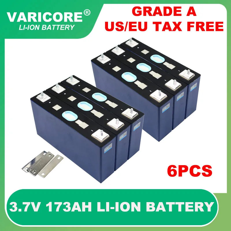 6pcs 3.7V 173Ah Lithium battery large single power cell for 3s 12v 24v electric vehicle Off-grid Solar Wind Grade A Tax Free