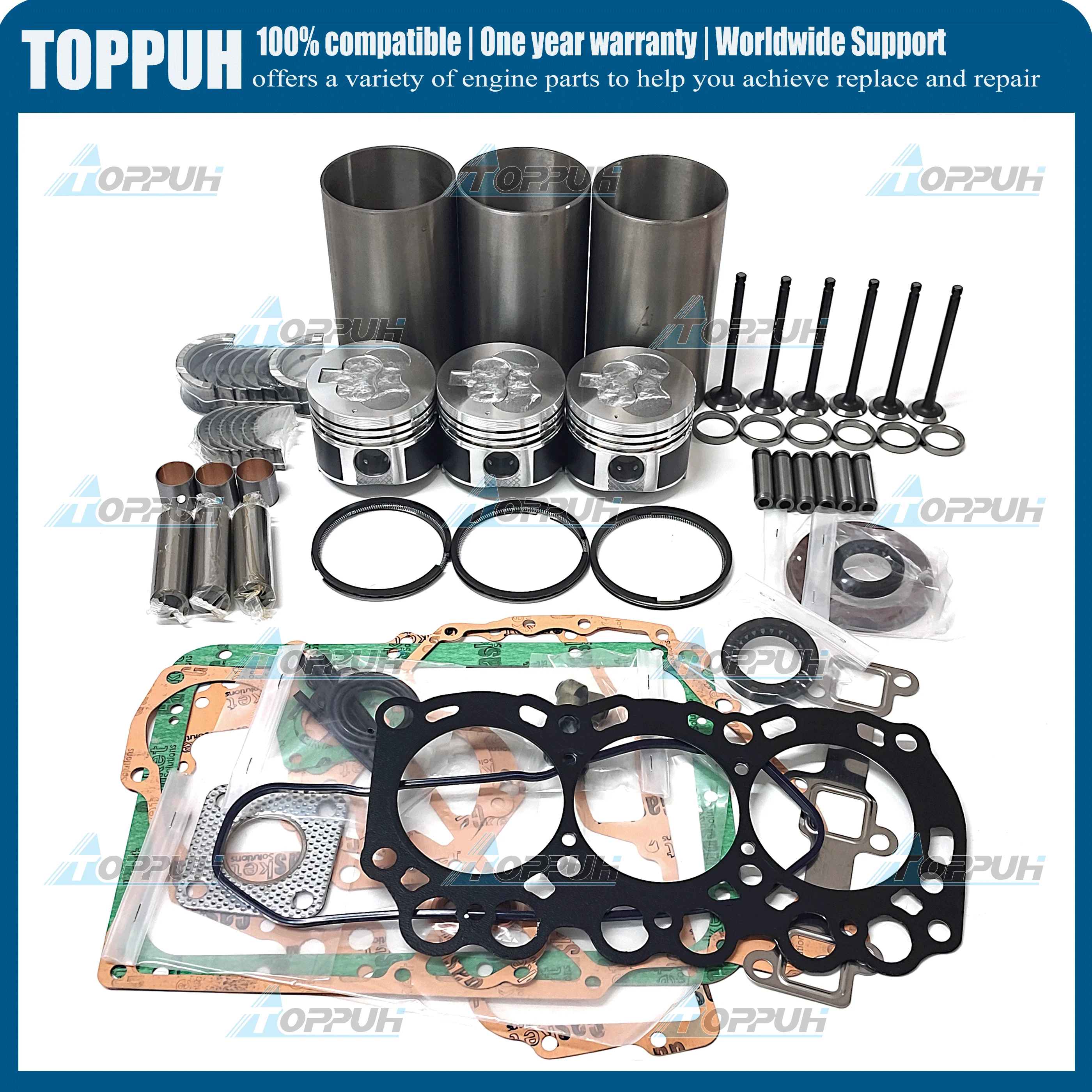 L3E Engine Rebuild Kit For Mitsubishi Liner Ring Piston Bearing Gasket Valve Con Rod Bush